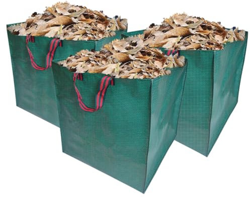 OZZMM Garden Waste Bags - 120 Litre - 3 Sacks - PREMIUM GRADE - Industrial Fabric and Handles - Heavy Duty Garden/Green Waste Sacks