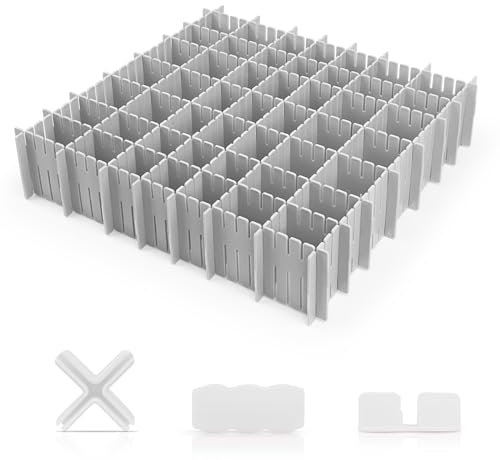 KEWUZY Schubladenteiler, Schubladeneinteiler, 16 Stück Schubladenteiler-Organizer, Schubladeneinsatz mit festen Beschlägen für Schrank Unterwäsche Socken DIY(Grau)