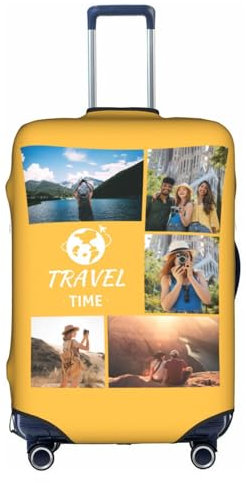 Naispanda Personalisierte Kofferhülle mit Foto Text, Personalisieren Sie Ihr Bild/Namen/Logo, Gepäck, Personalisierte Reisezubehör für Koffer, elastische Schutzhüllen, 18-32 Zoll
