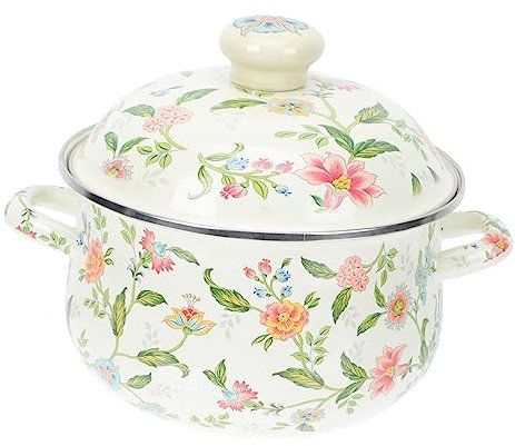 Garneck Emaille Suppentopf Vintage Multifunktionstopf Mit Deckel Für Zuhause Kochtopf Milchtopf Flachen Boden Topf Für Suppe