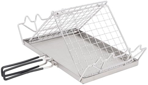 HOHXFYP Tostadora de Estufa de Campamento, Tostadora de Camping de Acero Inoxidable con Bolsa de Almacenamiento, Elementos Esenciales de Cocina para Acampar Portátiles Plegables