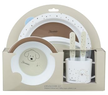 Sterntaler Set di stoviglie da fattoria – stoviglie per bambini e bambini con base antiscivolo su piatto, tazza e tazza – robuste stoviglie per bambini e bambini in materiale alimentare, beige