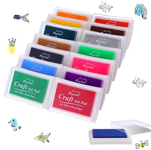 Fisynug 15 Farben Stempelkissen Bunt Abwaschbar DIY Fingerstempel Fingerabdruck Set zum Basteln von Karten und Scrapbooks