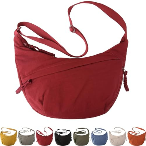 XINGNIAO Bolso bandolera de media luna para mujer, correa de hombro ajustable, bolso de media luna para repeler el agua, bolso de hombro grande de nailon con media luna, bolso de hombro minimalista