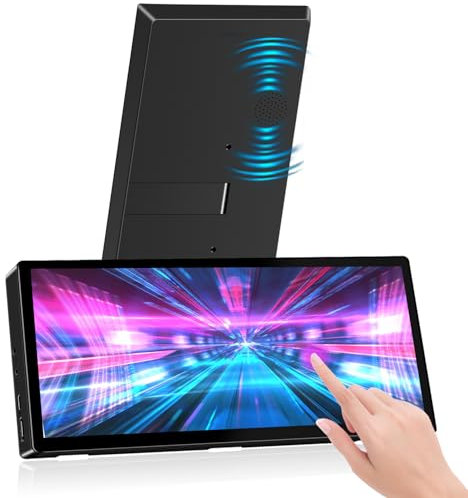 Ulrhzar 10.3inch Small Touchscreen Monitor 1920x720 60hz with Speaker, IPS Screen HDMI USB-C Portable Monitor for Raspberry pi 5B/4B/3B,Xbox, Laptop, PC GPU CPU AIDA64 Monitoring