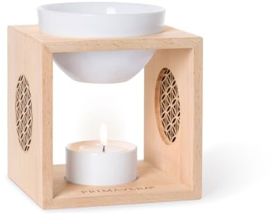 Primavera Aroma Duftlampe Balance – Aromadiffuser, Duftkerze, Raumduft – Handgemacht, Keramik, Buchenholz – für ätherische Öle und Duftmischungen – Aromatherapie
