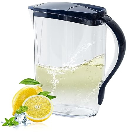 2L Water Jug with Lids Plastic Water Jug for Fridge Door Jug for Drinks Pitcher with Precise Scale Line Heat Resistant Drinks Pitcher for Cold or Hot Beverage