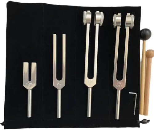 Stimmgabel, 4-teiliges Stimmgabel-Set(128 Hz, 136,1 Hz, MI 528 Hz, 4096 Hz) Aluminiumlegierung Stimmgabel zur Linderung von Müdigkeit oder für Klangtherapie