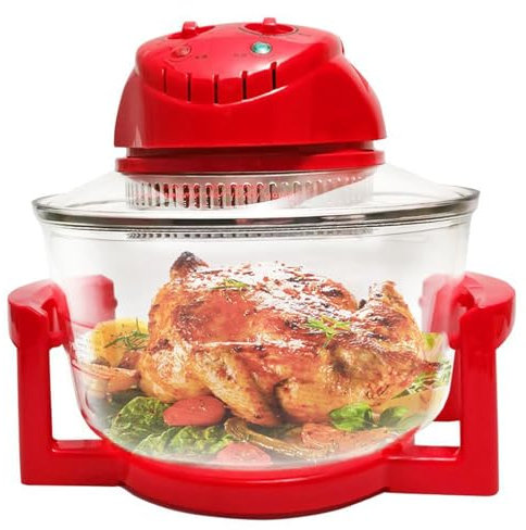 Freidora de aire halógena de 12 l, freidora de aire con horno halógeno de encimera multiusos 1300 W con temperatura y temporizador ajustables manuales de 130-230 °C, horno halógeno multifunción red