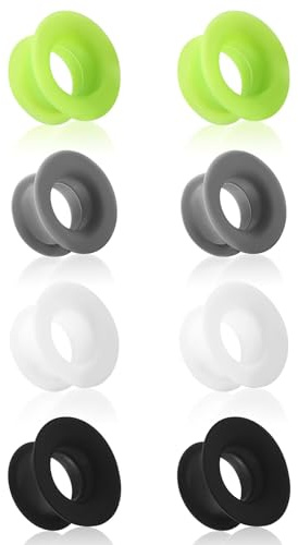 Longbeauty 4 Paar Harte Flexible Silikon Ohr Tunnels Hohl Flesh Expanders Gauges Körperpiercing, Stil D, 22MM
