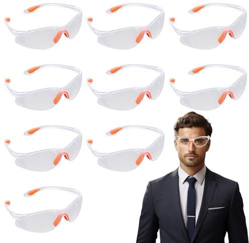 Yeria 9 Stück Schutzbrillen Transparent Mit Klaren Gläsern Gumminase Schutzbrille，Children's Goggles Staubdicht Schießsport Schutzbrille Hochwertige Labor und Arbeitsschutzbrillen für Für Damen Herren