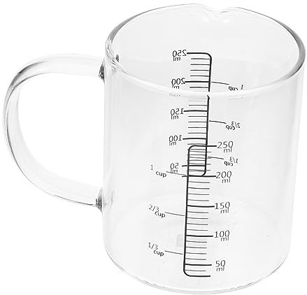 KICHOUSE Tazza Graduata in Vetro Borosilicato con Misurino Trasparente per Latte e Facile da per Uso e Ristoranti
