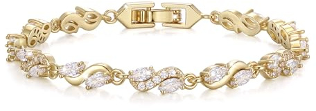 EVER FAITH Marquise Zirkonia elegante April Birthstone Welle Hochzeit Party Tennis Armband für Damen Klar Gold-Ton