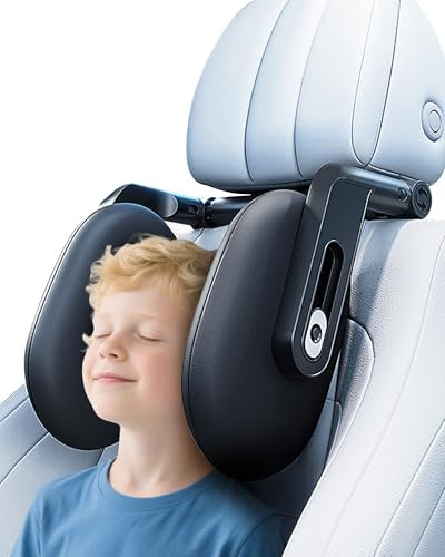Almohada Reposacabezas Coche, Almohada Reposacabezas Viaje Rotación 360°, Reposacabezas Ajustable 3 Puntos Anclaje Asiento Coche, Reposacabezas Espuma Viscoelástica, Almohada Viaje Coche Niños Adultos