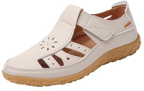 Momolaa UK Deals Closed Toe Sandals for Women Wide Fit Athletic Walking Sandal Slip on Comfortable Cutout Hiking Touch Close Strap Sandals Summer Shoes Ladies Footwear Gifts