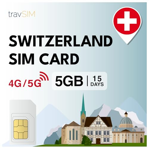 travSIM Schweiz SIM-kort | 5 GB data-SIM - 15 dagars prenumeration | SIM-kortet Schweiz erbjuder obegränsad internetåtkomst för Google, Facebook, WhatsApp, Instagram och mer.