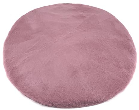 heimtexland Flauschiger Fellteppich Rabbit Hochflor Teppich Hasenfell-Imitat 90 cm rund Bettvorleger Schlafzimmer Deko-Fell Wohnzimmer Spielteppich Kinderzimmer Typ917 - Woodrose