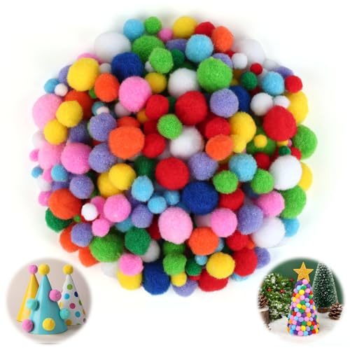 650 Stück Mini Pompons Bunt, 1-3cm Bunte Pompons zum Basteln, Bunte Pompons für Handwerk Herstellung, Bommel zum Basteln für Lustige DIY Kreative Handwerk, Ostern, Weihnachten