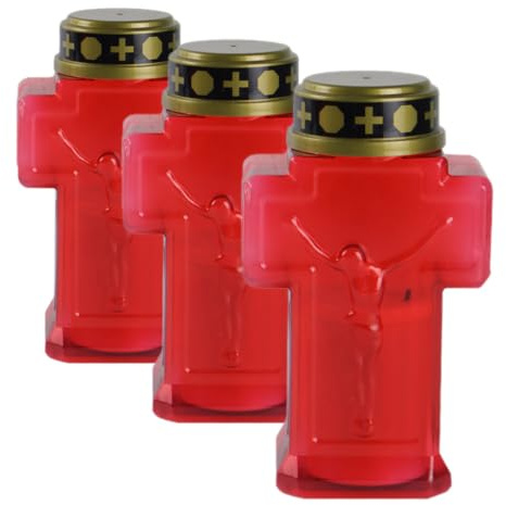 Operitacx Set 3 Pezzi Flameless Candle Light For Grave Lampade Elettriche Decorative per Giardino e Cortile Luce Notturna Sicura e Portatile
