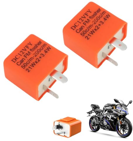 2 Pcs 12V 2 Pin Flasher Relay,LED Turn Signal Flasher Relay,Universal Car Motorbike Scooter Rela/y,Motorcycle Adjustable Indicator Rela/y,No Hyper Flash,Waterproof Design,Tool-Free Installation