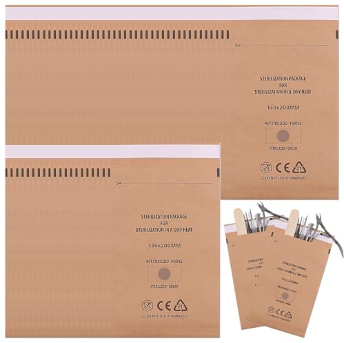 WeddHuis 50 Pezzi Buste Autosigillanti per Sterilizzazione 130 x 200 mm Autoadesive per Strumenti Manicure Pedicure Estetica Tatuaggi Compatibili con Sterilizzatore e Autoclave