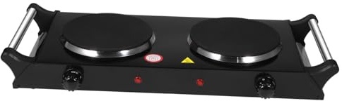 Gadpiparty 2000w Portable Hot Double Burner Cast Iron Stove Handle Black Uk Plug Ac230v Suitable for Home and Outdoor Use