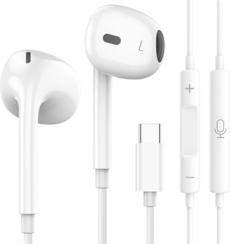 Casque USB-C Filaire pour iPhone 17/16/15 séries, Écouteurs Intra-Auriculaires Type-C Hi-FI avec Micro et contrôle du Volume, compatibles iPad Pro, Samsung Galaxy S25/S24/S23, Google Pixel 9/8/7