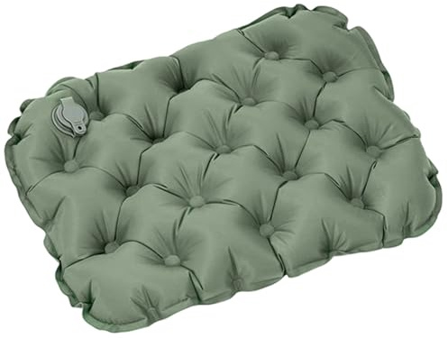Jorzer Cojín de Asiento Inflable, cojín de gofres portátiles Ligero de 16x12 Pulgadas para Caminar para Acampar el avión al Aire Libre, el automóvil del Estadio Interior, Verde Oliva.