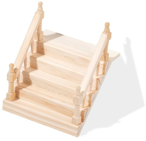 RTUOHUIN Escalier de lutin avec balustrade, accessoires miniatures pour porte de lutin et Noël, avec escalier avec balustrade intégrée, décoration de chambre d'enfant pour Noël