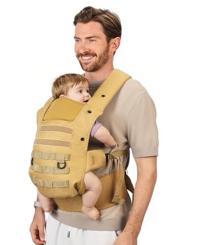 PDBEST Papa Babytrage, Ergonomisch, 3-in-1 für Babys 4–36 Monate bis 15kg | Für Papas, Ergonomisch bis 15 kg, Hüftfreundlicher M-Sitz, Atmungsaktiv, Atmungsaktiv, Einhandbedienung, Für Alltag Reisen
