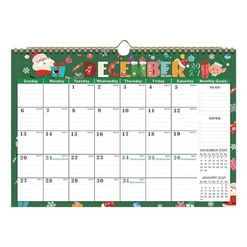 Kalender 2026, Wandkalender 2026, 43,2 x 30,5 cm, Monatskalender mit Doppeldrahtbindung, Tages-, Wochen-, Monatsplaner, Agenda-Organizer für Zuhause, Büro, Planung, Organizer, Festival-Stil