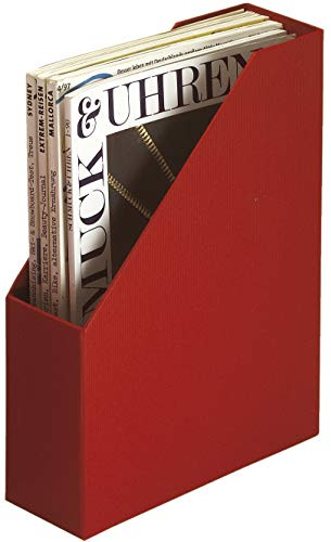 Rössler SOHO Stehsammler A4 mit Griff | Stehsammler Pappe aus stabilem Karton | Büro Organizer | Schreibtisch Organizer | Zeitschriftenhalter | 315 x 260 x 80 mm | 1 Stück | Farbe: Rot