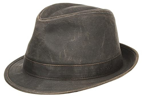Stetson Odessa Trilby Stofftrilby Herren Baumwolle UV-Schutz 40 Oilskinhut Winter Sommer braun L (58-59 cm)