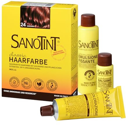 Sanotint - Haarfarbe Classic Nr. 24 Kirschrot - Naturnahe dauerhafte Haarfarbe mit Goldhirse und wertvollen pflanzlichen Extrakten – 100% Grauabdeckung – vegan - 125 ml