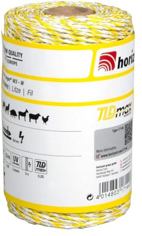 horizont Weidezaunlitze ranger® W3-O, 200 m lang, gelb, 3x 0,25 mm TBmax-Leiter, 160 kg Bruchlast, für Mittlere bis lange Zäune, Weidezaunband, Breitband Litze, Elektrozaun