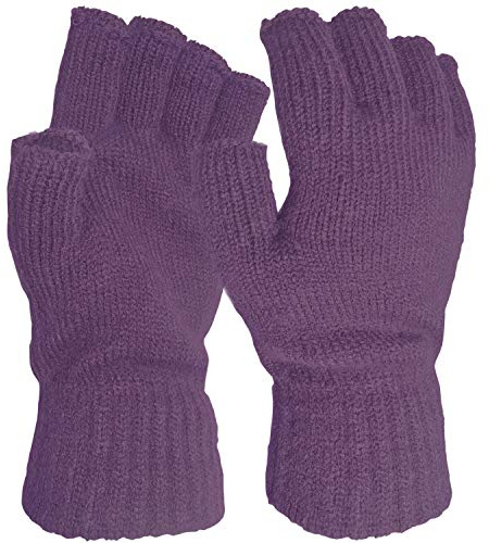 Damen Fingerlose Handschuhe, extraweich, Warm, fein gestrickt, Thermo-Handschuhe, Fingerlose Winter-Handschuhe Gr. Einheitsgröße, violett