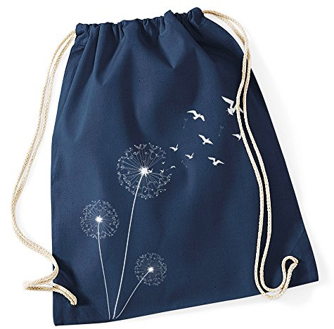 Autiga Turnbeutel Pusteblume Vögel Birds Hipster Beutel Tasche Jutebeutel Dandelion Gymsac Stringbag Drawstring