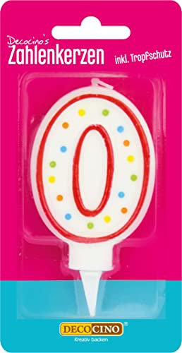 DECOCINO Zahlenkerzen Zahl „0 7cm Geburtstagsdeko