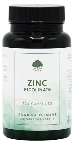Zinc Picolinate - 22mg Elemental Zinc - 120 Vegan Capsules - Chelated for Improved Absorption - Non-GMO, Made in The UK by G&G Vitamins