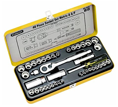 Stanley Juego de 40 llaves de vaso de 1/10.2 cm y 3/20.3 cm Met/AF