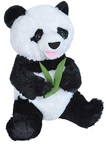 Wild Republic Plüschtier Pandabär sitzend mit Bambus, Panda Kuscheltier, Stofftier, 25 cm
