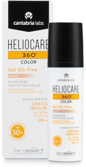 Cantabria Labs - Heliocare 360º Color Gel Oil-Free SPF 50+ - 50ml - Beige - Fotomaquillaje Matificante - Piel Mixta/Grasa
