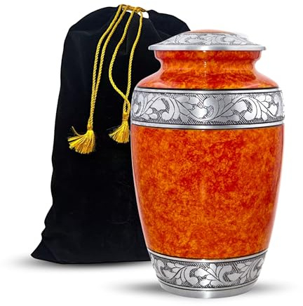 Hind Bricoler Coucher de soleil Orange Urne funéraire pour adulte humains des cendres – Adulte funéraires Urne fabriqué à la main – Grande enterrement Urne funéraire pour cendres humain (19,1 x