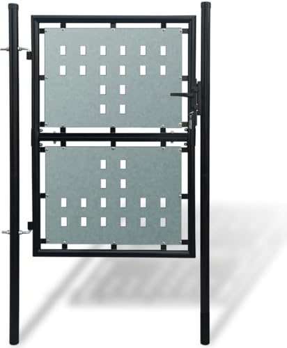 Tidyard Stahl Zauntor Gartentor Einzeltor Gartentür Robust Garten Hof Terrasse Einfahrtstor + Schloss und 3 Schlüsseln 100 x 250 cm
