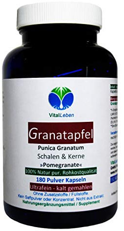 GRANATAPFEL 180 Kapseln 40% MEGA ANTIOXIDANTIEN. Natürliches MULTI-Vitamin-Mineral. KEIN EXTRAKT. KEIN SAFTPULVER. Nicht künstlich hochdosiert. 100% Natur pur. OHNE ZUSATZSTOFFE 27050-180