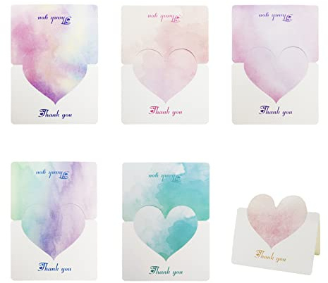 48 biglietti di ringraziamento, 9,8 × 13,6 cm, biglietti di auguri romantici e dolci, perfetti per matrimoni, lauree, San Valentino (6 colori)