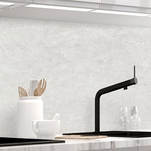 STICKERPROFIS Küchenrückwand WHITE NATURAL STONE (Premium) 60 x 220cm | Spritzschutz & Fliesenspiegel · alle Untergründe · hitzebeständig, abwaschbar · ohne Bohren · 1,8mm Verbundmaterial, Matt