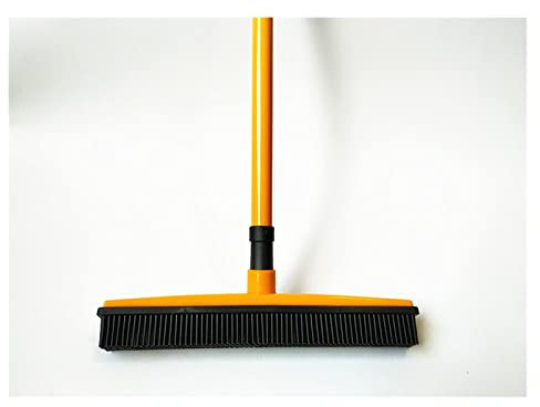 Broom Set Long Push Rubber Broom Bristles Sweeper Squeegee Scratch Free Bristle Broom (Yellow)