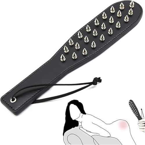 PIIKNUO SM Paddel Leder Spanking mit Nieten Sexspielzeug für Bondage | BDSM, Sklaven, Fetisch Cosplay, Beidseitig Verwendbar, Bdsms Spielzeug Flogger, Peitsche für Spanking Paare Extrem
