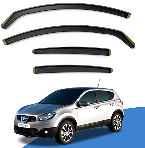EdgeVisors Wind Deflectors for Nissan Qashqai MK1 (2007-2013) 5 Seater Version SUV 4pc Set | Tinted Acrylic In-Channel Side Window Visors & Rain Guards | Qashqai Accessories